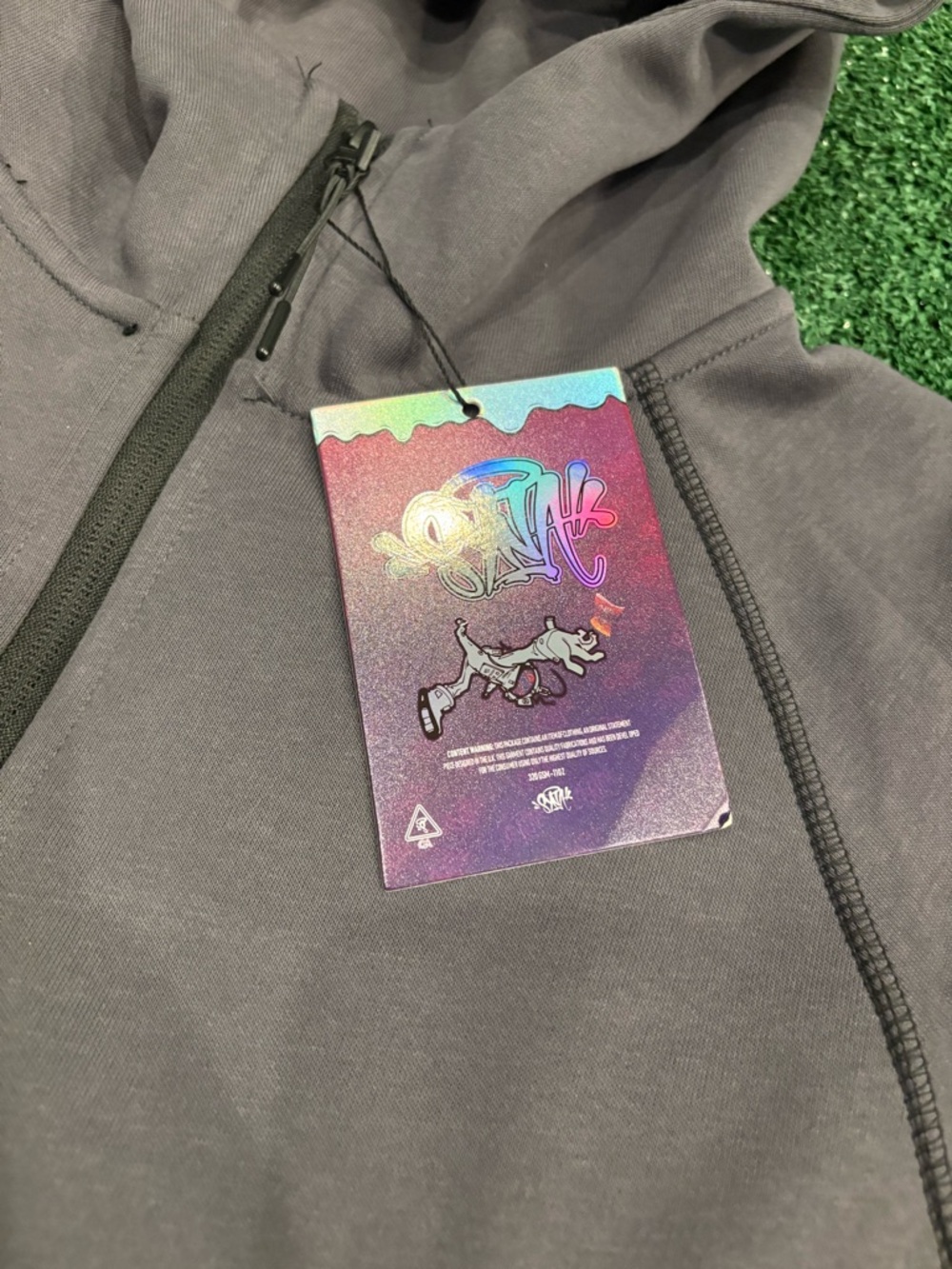 Black and Gray Zip Hoodie with Orange Accents - Picture 2 of 5